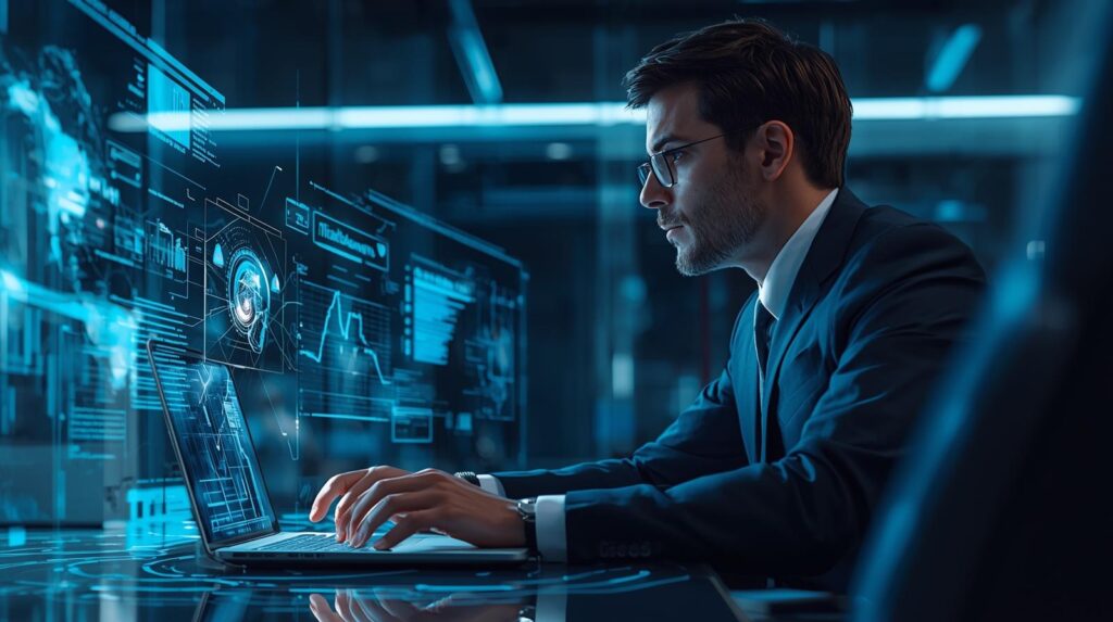 periodista utilizando herramientas de inteligencia artificial