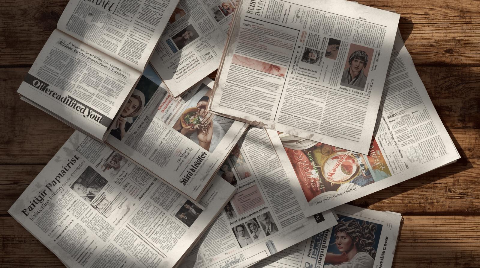 varios periodicos sobre la mesa